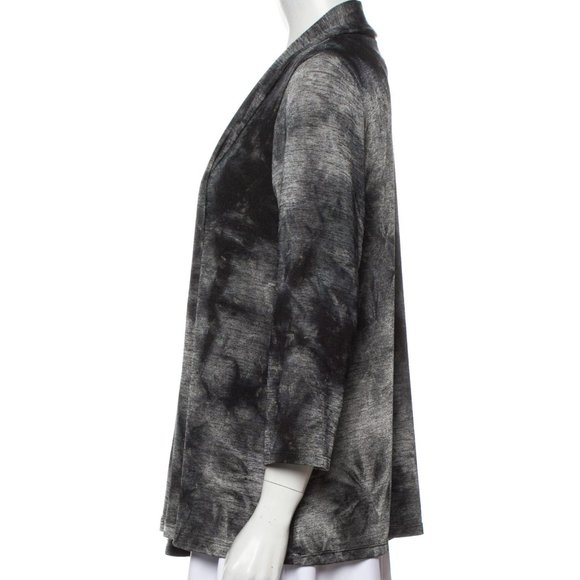 Alberto Makali Tie Dye Cardigan Tunic Top Open Front Top Black Gray Sz L - Picture 2 of 6